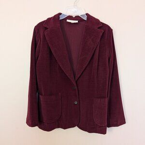 VINTAGE 1970s Lucky Tops burgundy purple poly velvet velour blazer size 11 - 12